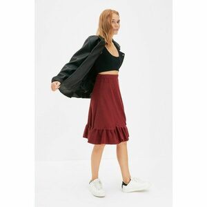 Trendyol Burgundy Fake Knitwear Midi Knitted Skirt kép