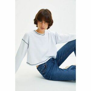 Trendyol White Off Shoulder Crop Slim Knitted Sweatshirt kép