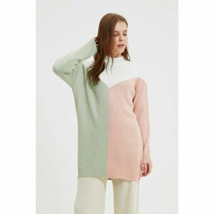 Trendyol Mint Stand Collar Color Block Long Knitwear Sweater kép