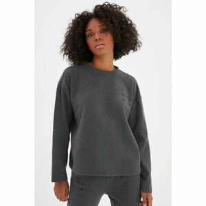 Trendyol Gray Recycle Embroidered Loose Slim Knitted Sweatshirt kép