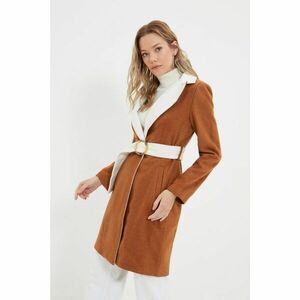 Trendyol Brown Belted Color Block Coat kép