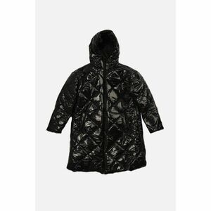 Trendyol Black Hooded Oversize Zipper Closure Quilted Coat kép