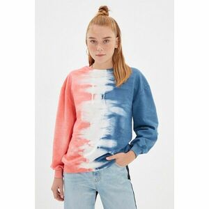 Trendyol Multicolored Tie-Dye Washed Stand Up Collar Basic Knitted Thin Sweatshirt kép