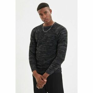 Trendyol Black Men's Slim Fit Crew Neck Muline Sweater kép