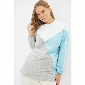 Trendyol Gray Crew Neck Color Block Knitted Sweatshirt kép