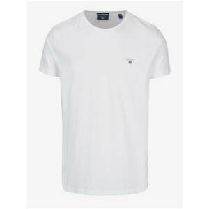 White Men's Slim T-Shirt with GANT Logo Embroidery - Men's kép