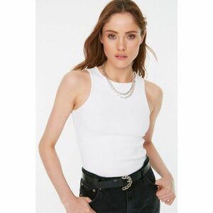 Trendyol White Ribbed Snap Snap Knitted Body kép