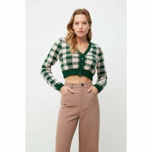 Trendyol Green Crop Jacquard Knitwear Cardigan kép