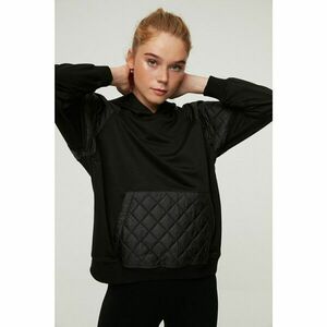 Trendyol Black Quilted Detailed Slim Knitted Sweatshirt kép