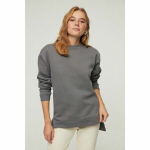 Trendyol Gray Raised Loose Pattern Knitted Sweatshirt kép