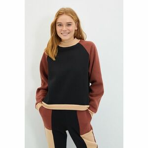 Trendyol Multicolored Stand Collar Color Block Basic Raised Knitted Sweatshirt kép