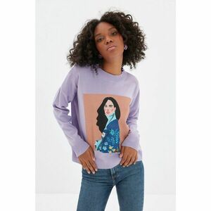 Trendyol Lilac Print Detailed Knitwear Sweater kép