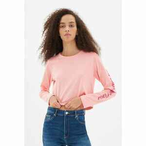 Trendyol Pink 100% Organic Cotton Crop Printed Knitted T-Shirt kép