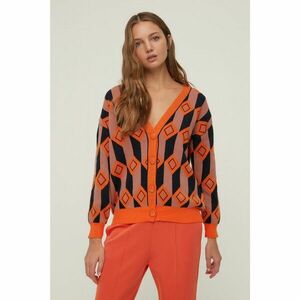 Trendyol Orange Oversize Jacquard Knitwear Cardigan kép