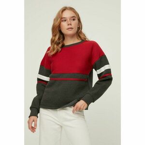 Trendyol Red Color Block Raised Basic Knitted Sweatshirt kép