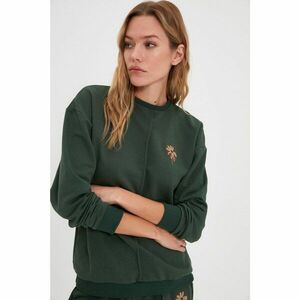 Trendyol Green Basic Ribbed and Embroidered Fine Knitted Sweatshirt kép