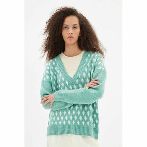 Trendyol Mint Jacquard Oversize Knitwear Sweater kép