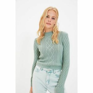 Trendyol Mint Crop Knitted Detailed Knitwear Sweater kép