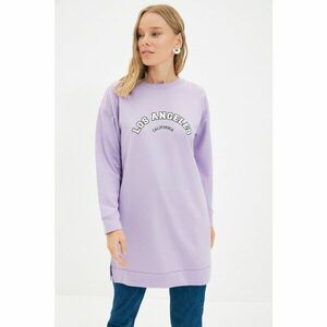 Trendyol Lilac Crew Neck Printed Knitted Sweatshirt kép