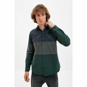 Trendyol Green Men's Slim Fit Paneled Shirt Collar Shirt kép