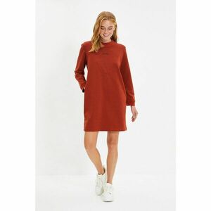 Trendyol Tile Stand Up Collar Embroidered Knitted Dress kép