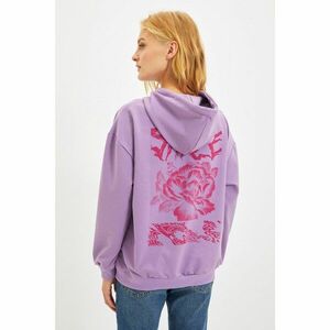 Trendyol Lilac Printed Loose Knitted Sweatshirt kép