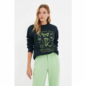Trendyol Navy Printed Basic Raised Knitted Sweatshirt kép