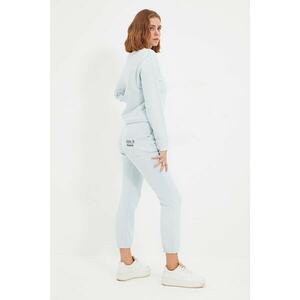 Trendyol Light Blue 100% Organic Cotton Basic Jogger Printed Knitted Sweatpants kép
