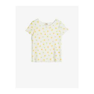 Koton Floral Textured Soft Fabric Crew Neck Short Sleeve T-Shirt kép