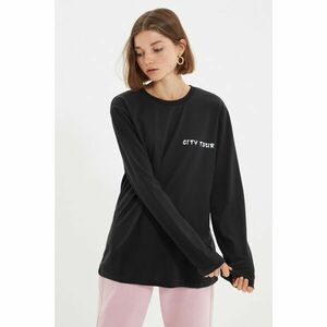Trendyol Black Unisex Oversize Front and Back Printed Knitted T-Shirt kép