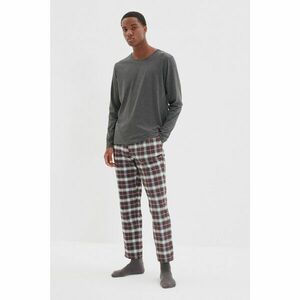 Trendyol Anthracite-Multicolor Men Regular Fit Bottom Plaid Top Knitted Pajamas Set kép