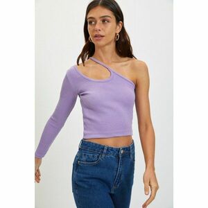 Trendyol Lilac Cut Out Detailed Corduroy Crop Knitted Blouse kép