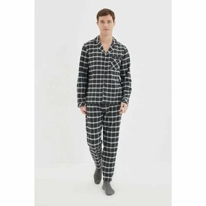 Trendyol Black Men's Regular Fit Plaid Pajamas Set kép