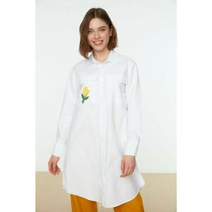 Trendyol White Embroidery Detailed Pocket Woven Shirt kép