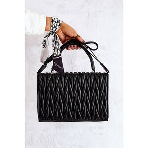Quilted Letterman Handbag Black Roselyn kép