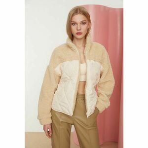 Trendyol Beige Plush Detailed Quilted Inflatable Coat kép