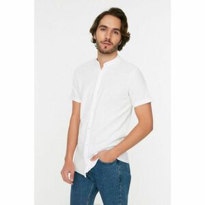 Trendyol White Men's Slim Fit Classic Collar Short Sleeve Pique Shirt kép