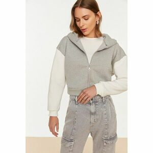 Trendyol Gray Printed Crop Knitted Jacket Sweatshirt kép