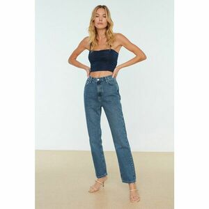 Trendyol Blue 100% Organic Cotton High Waist Bootcut Jeans kép