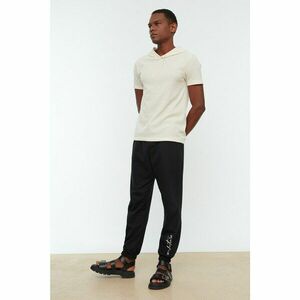Trendyol Black Men's Oversize Fit Printed Rubber Leg Sweatpants kép