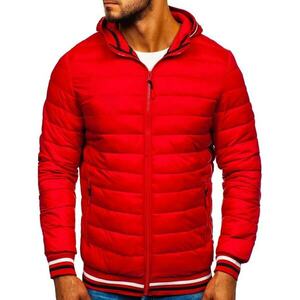Men's quilted jacket with hood LY1009 - red, kép