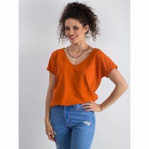 V-nyakú pamut póló, sötét narancssárga kép
