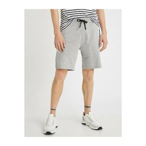 Koton Men's Gray Striped Pocket Belted Shorts kép