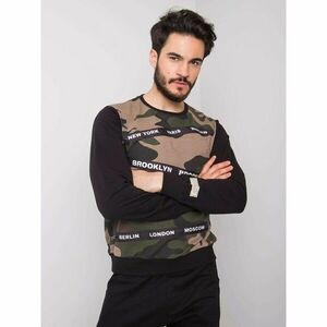Férfi bézs pulóver katonai mintákkal kép
