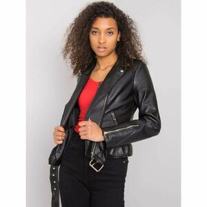 Fekete női motoros kabát öko-bőrből kép