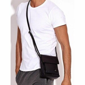Men´s black leather bag with pockets kép