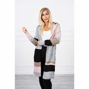 Four-color striped sweater gray+black+powdered pink kép