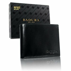 BADURA Black men´s leather wallet kép