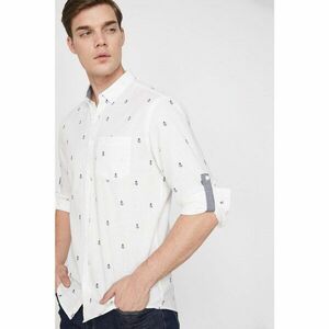 Koton Men's White Classic Collar Long Sleeve Pocket Detailed Shirt kép