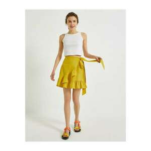 Koton Women's Yellow Frilly Linen Skirt kép